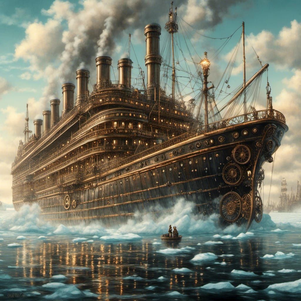 Steampunk Titanic Iceberg Collision