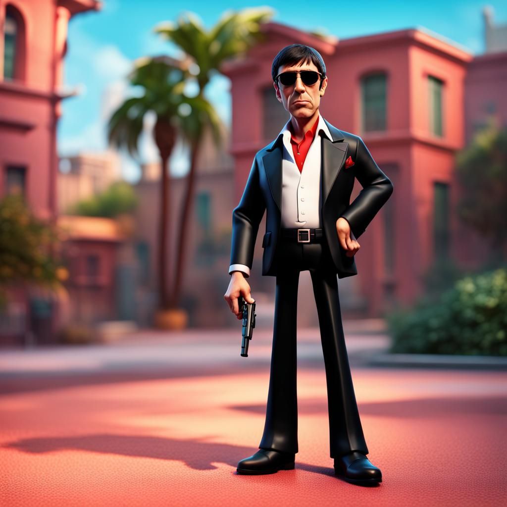 Tony Montana as Pixar-Style 3D Art