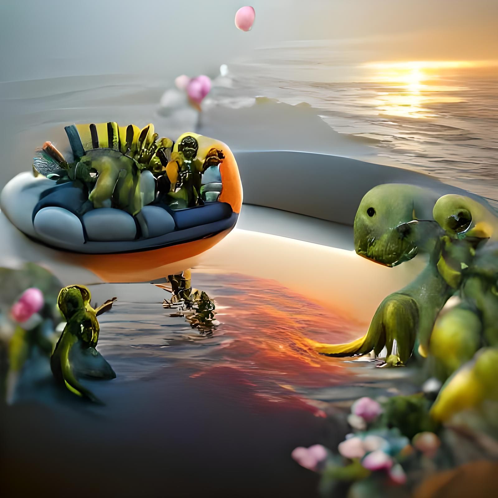 Prehistoric Parrot Dinosaur Hybrid in Anime Style