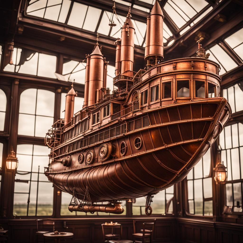 Victorian Steampunk Flying Ship in Professional Photo