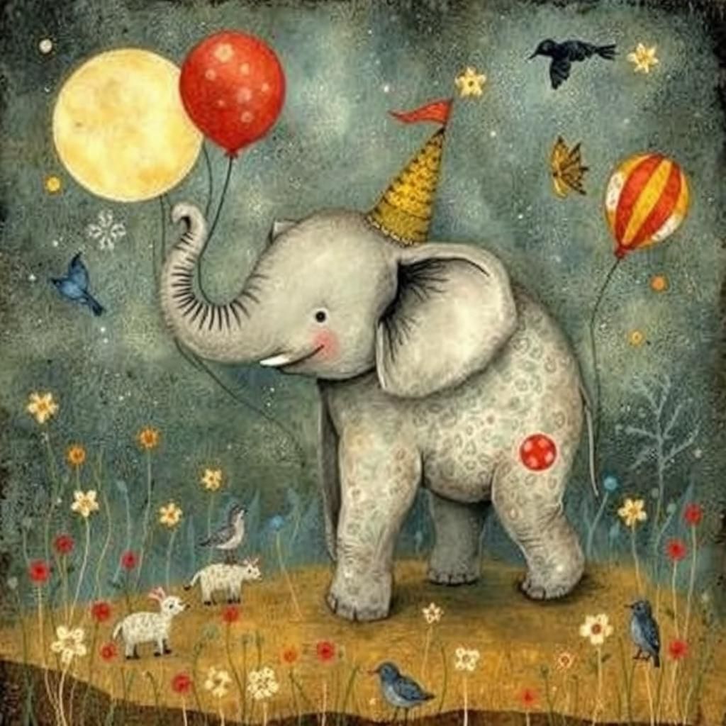 Whimsical Elephant Festival Illustration