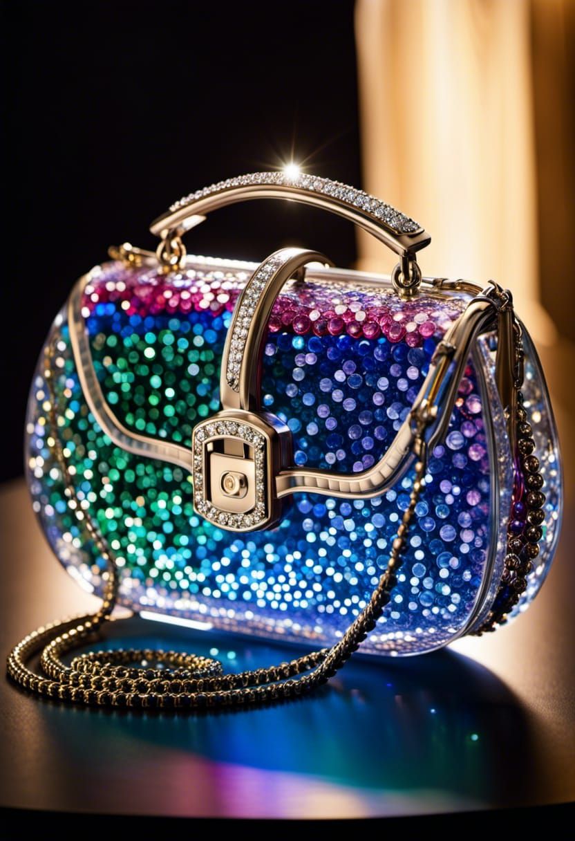 Glass Swarovski Handbag with Bokeh Background