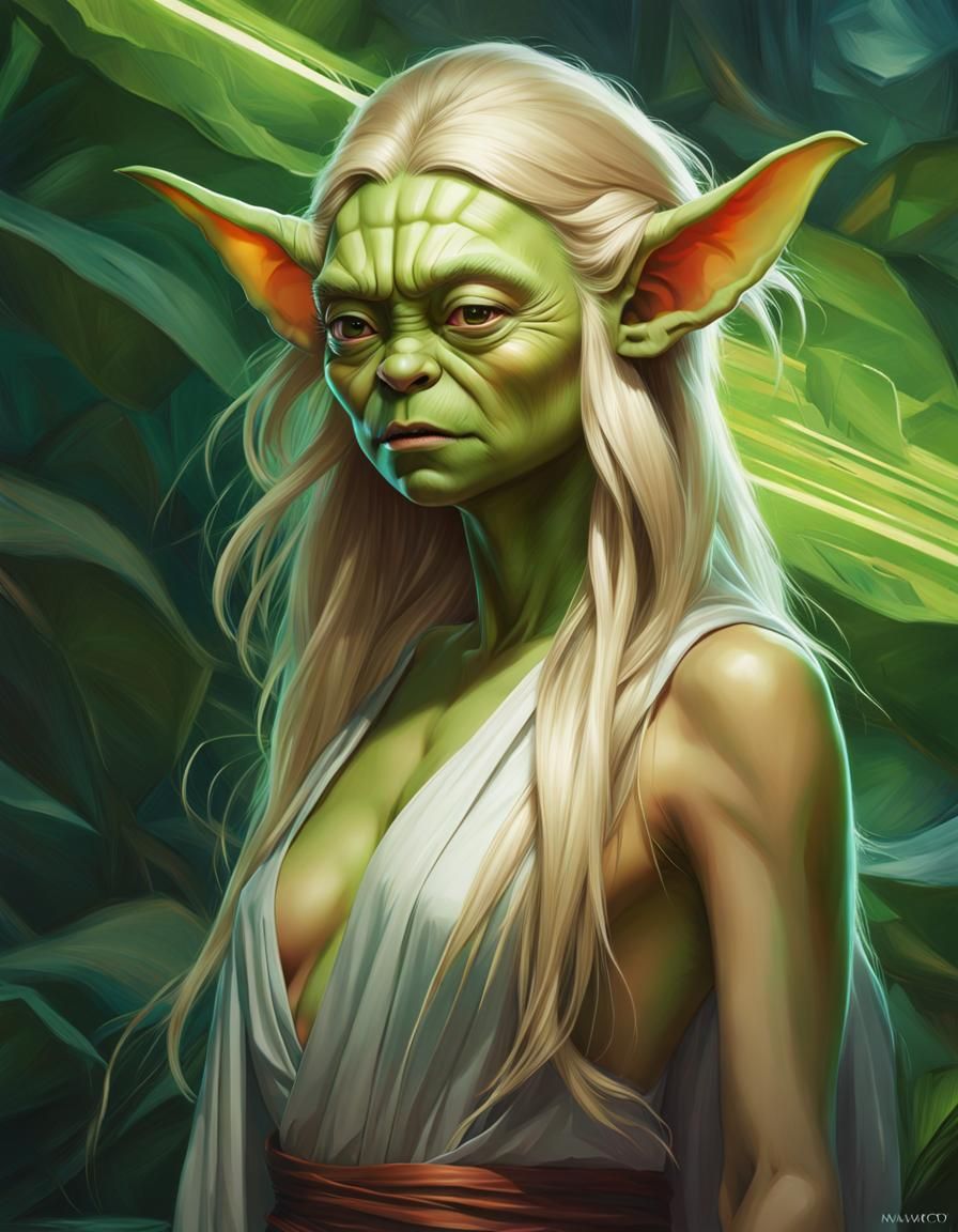 Female Yoda Hybrid in Digital Art Style