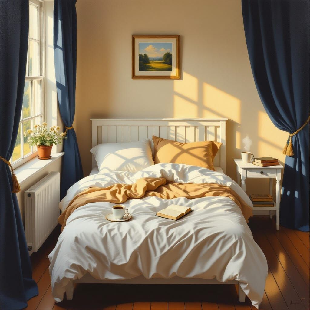 Country Bedroom Morning Light Oil Painting
