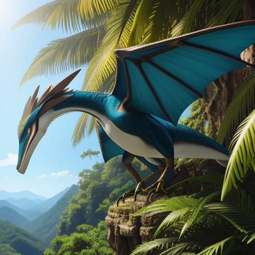 Hyperrealistic Pterosaur Soaring in a Sunny Sky