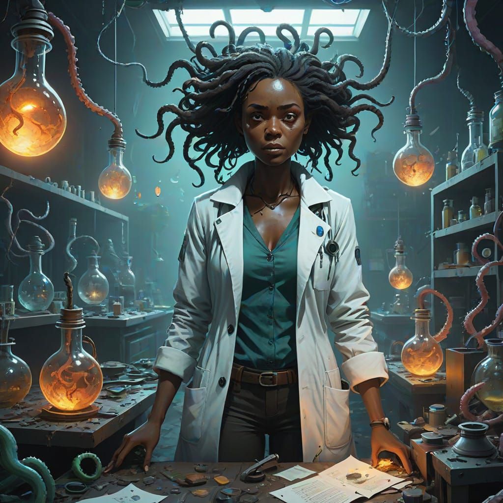 Surreal Beauty of a Transformed Scientist in a Haunted Labor...