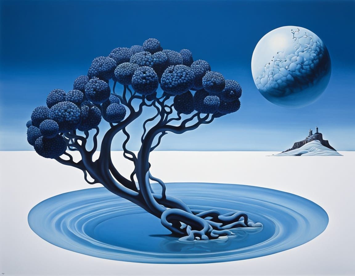 Surreal Blue Dreamscape in Twisted Landscape Style