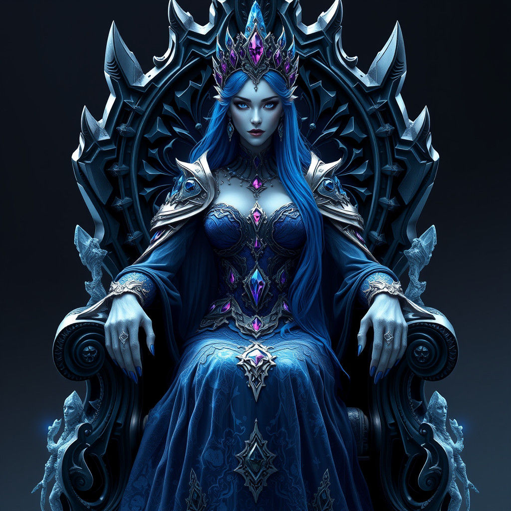 Crystalline Fantasy Queen on Obsidian Throne