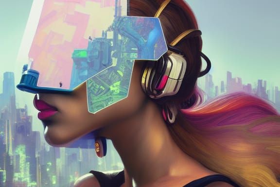 Colorful Afro Portrait for Drill Music Album Cover