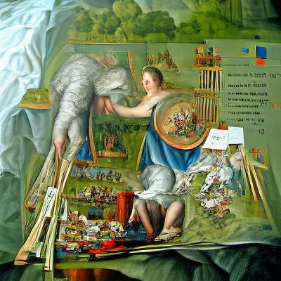Classical Allegorical Painting with Symbolic Figures