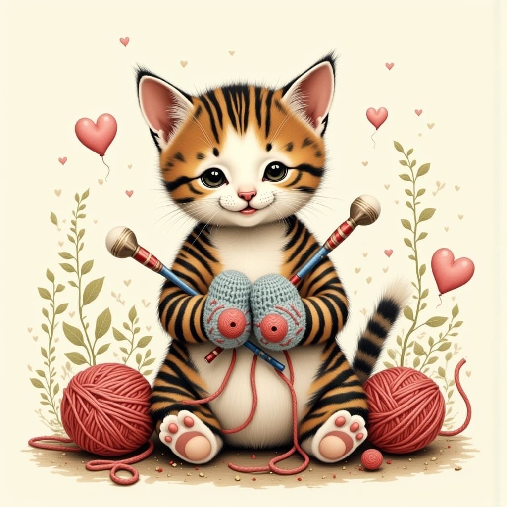 Whimsical Chibi Cat Knits in Vintage Style