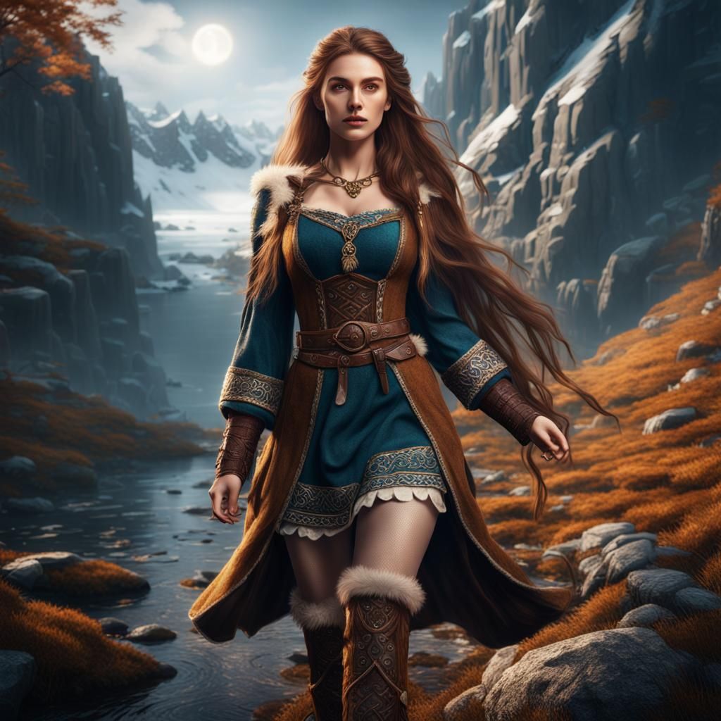 Nordic Woman in Jarl Clothing: Fantasy Art