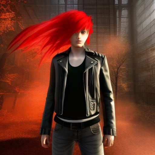 Red-Haired Man in Leather Jacket, 3D Game Art