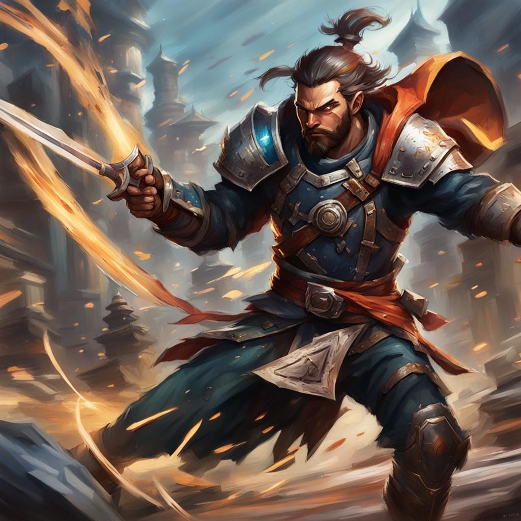 Dynamic Human Fighter in Action Surge