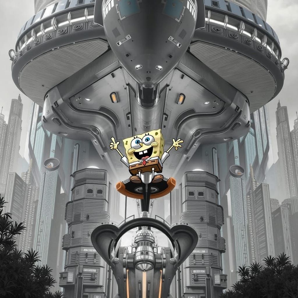 SpongeBob Rides Retro Train Through Vibrant Bikini Bottom