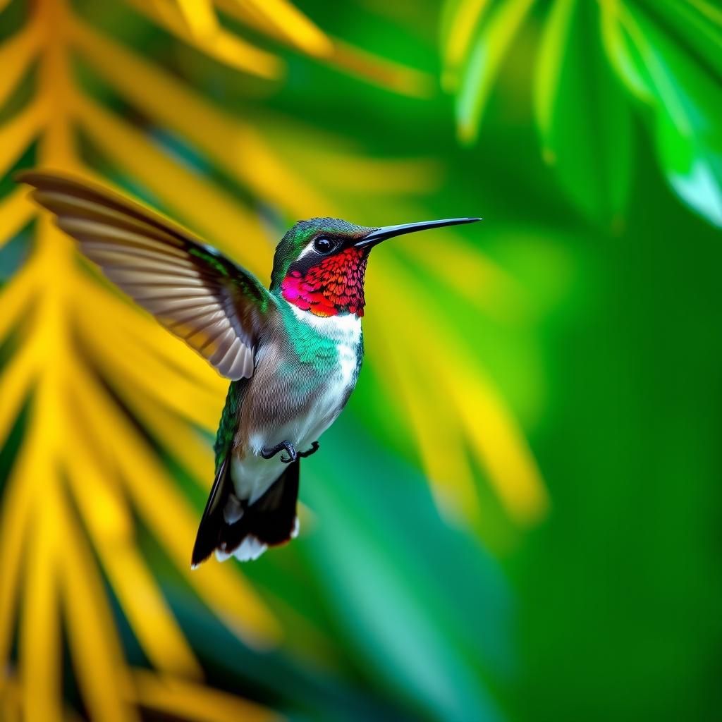 Ruby-Throated Hummingbird in Flight: Wildlife Photography