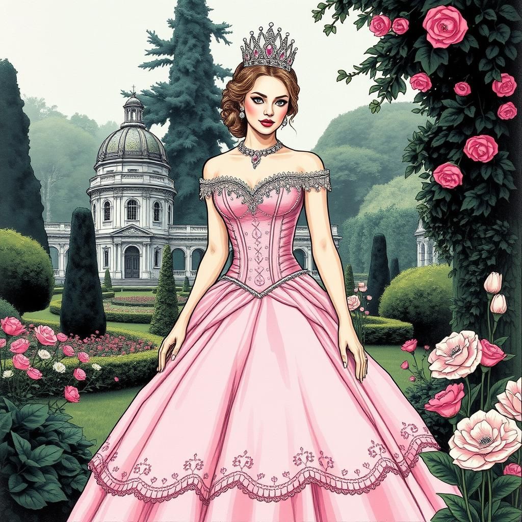 ink drawing of a Princess