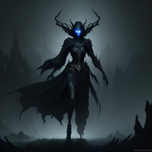 Ominous Faceless Figure in Dark Fantasy Style