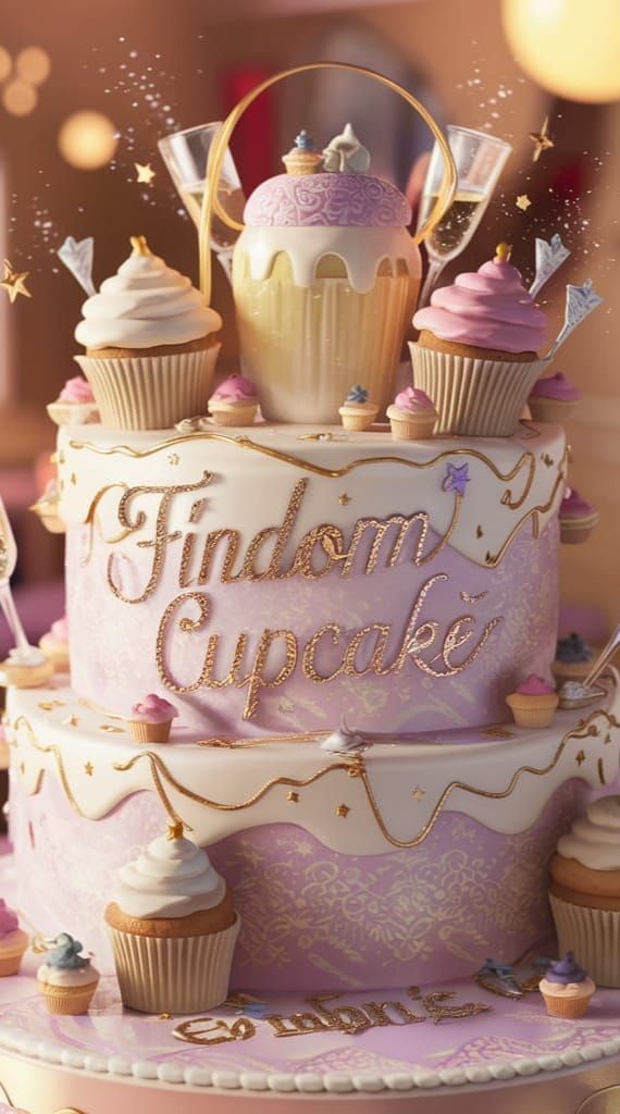 Bubbly Findom Cake in Whimsical Anime Style