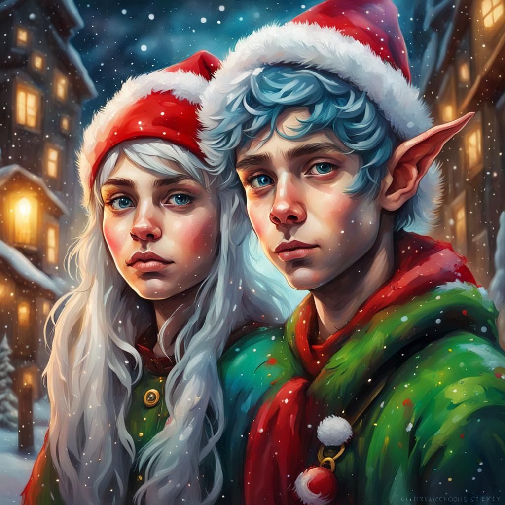 Christmas Elves Portrait in Graffiti Art Style