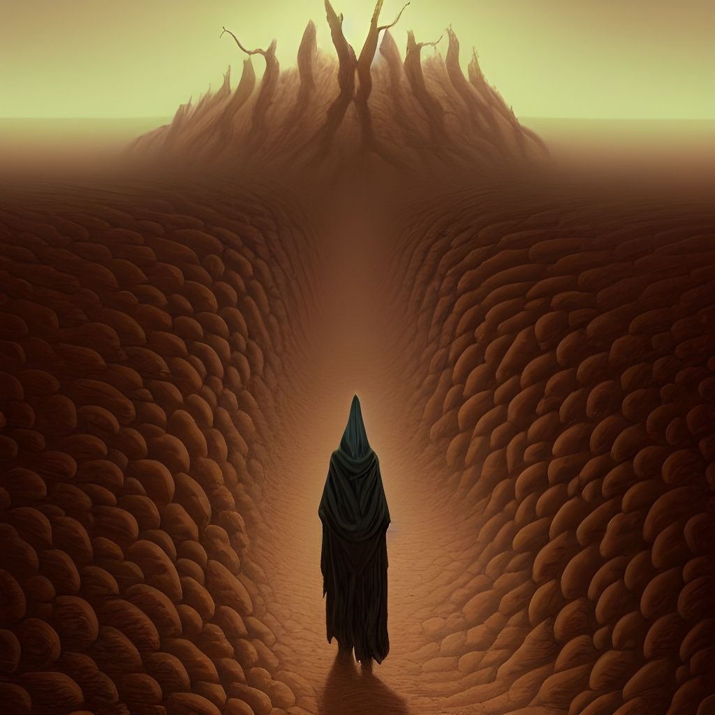 Eldritch Demon in Desert, Hyperrealistic Digital Art