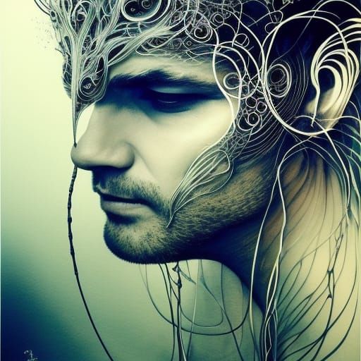 Eric Bana in Silver Wire Fantasy Illustration