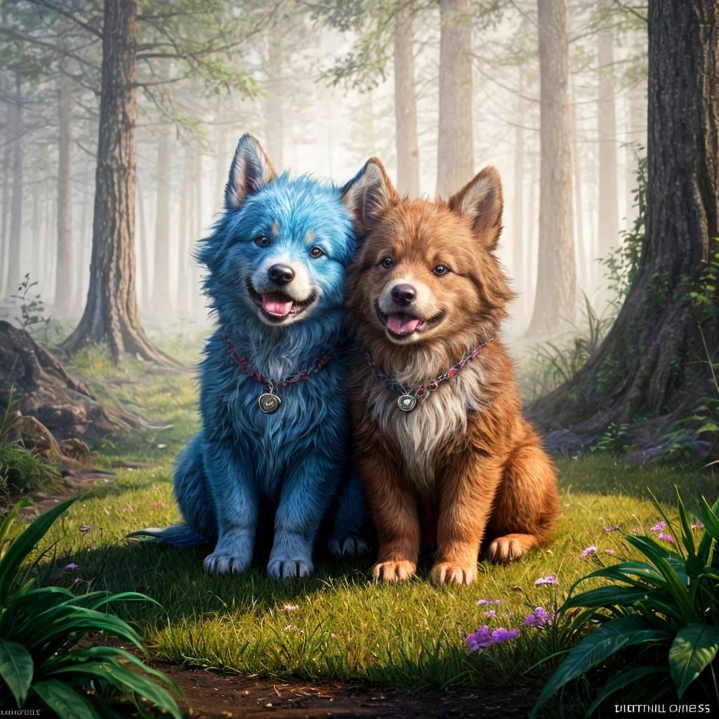Adorable Puppies: Detailed Fantasy Concept Art