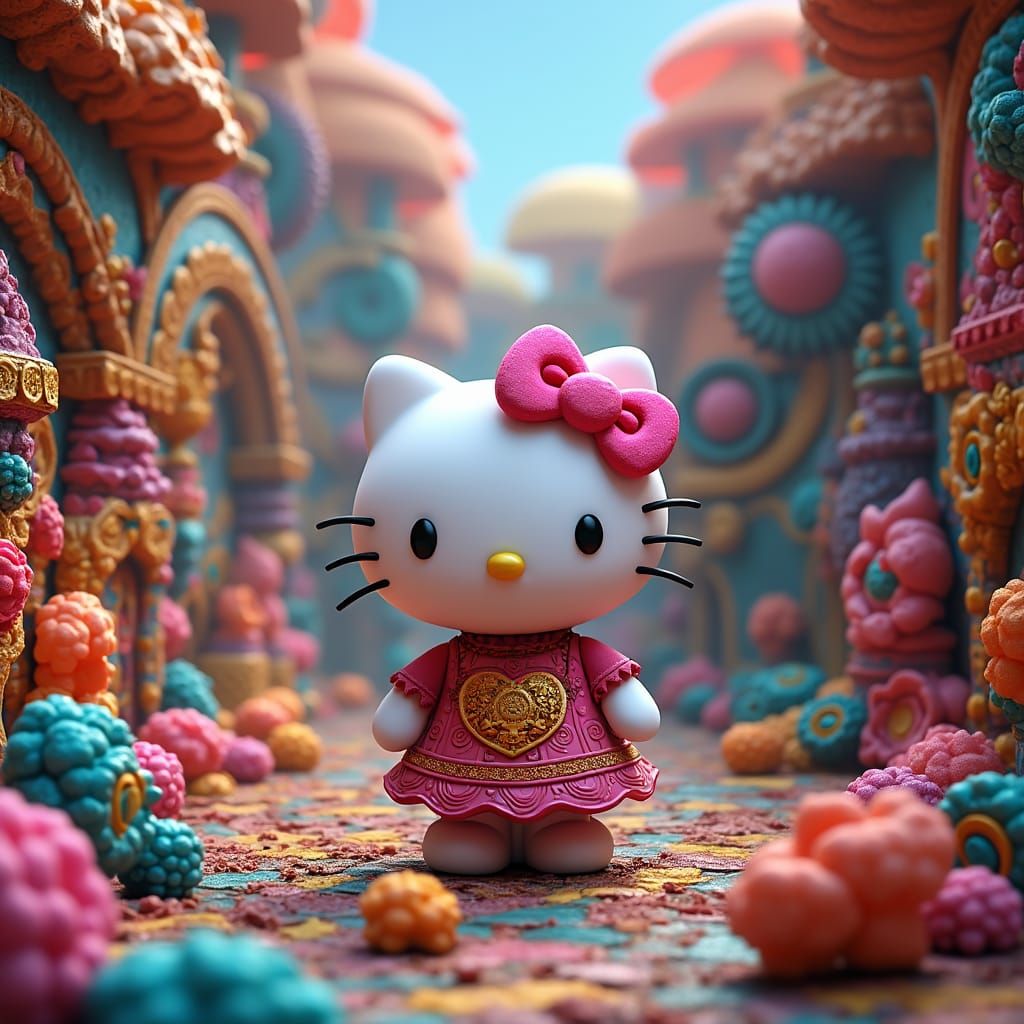 Hello Kitty as Traditional Alebrije Folk Art