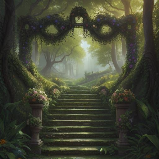 Epic Cinematic Still Life of Espadrilles in Lush Garden Sett...