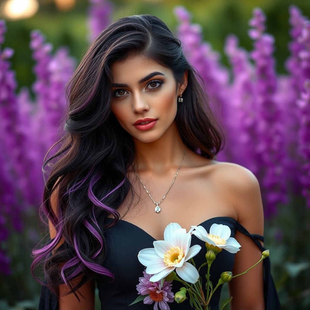 Ethereal Goddess in Lora-Inspired Attire