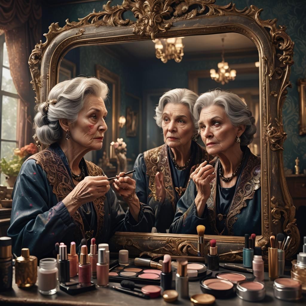 Woman and Reflection: A Detailed Matte Painting