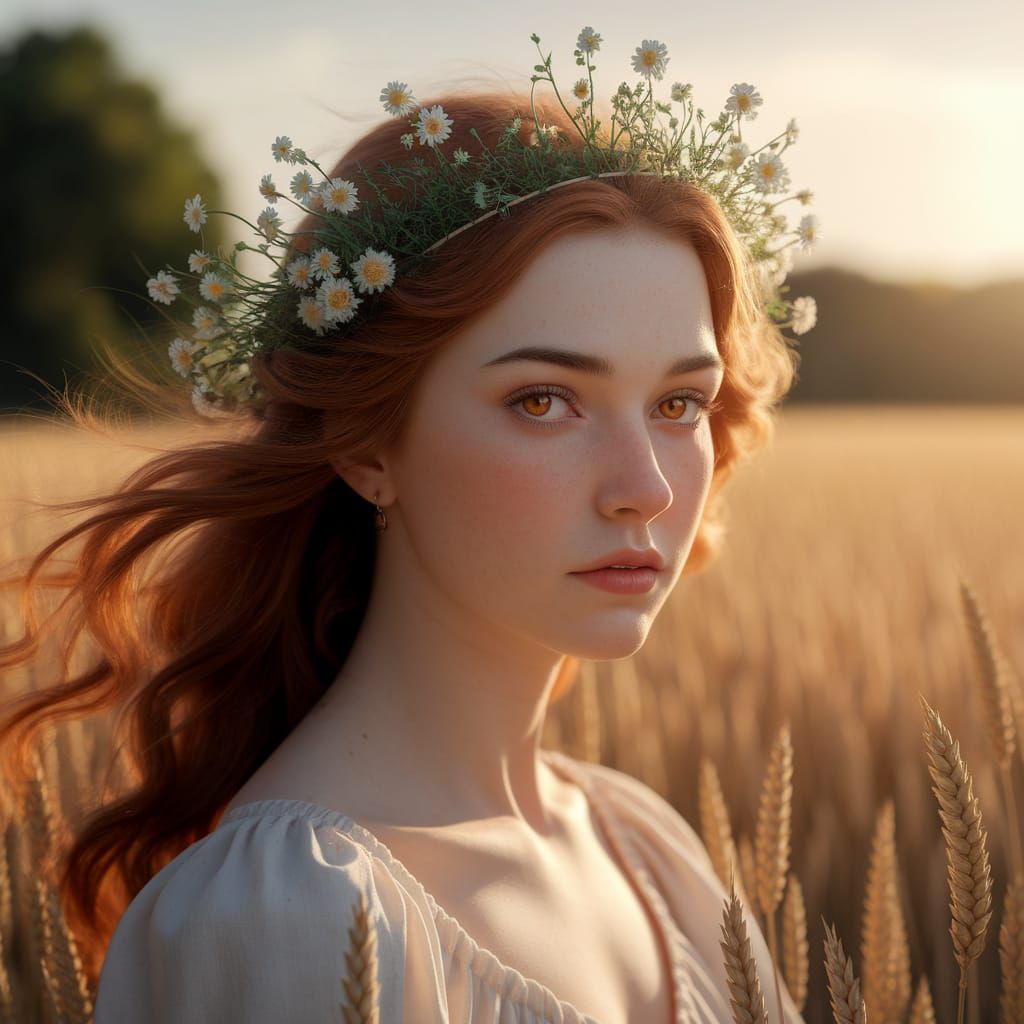 Beautiful Young Woman in Golden Hour Sunlight, James Gurney ...