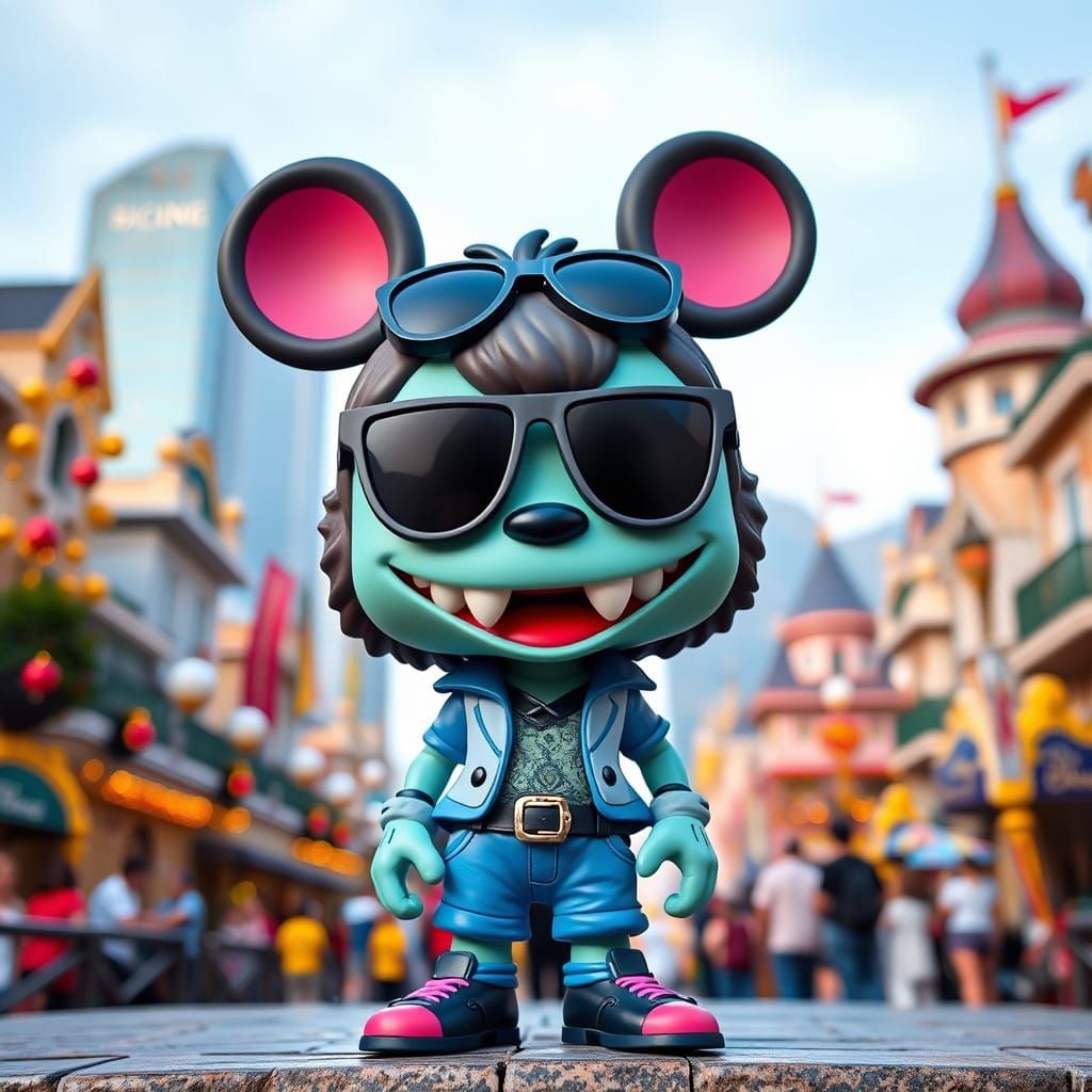 Funko Pop Figure Disney Fashion La Bubu Monster with Disney-style Ears and Toothy Smile in Disneyland Kong Kong