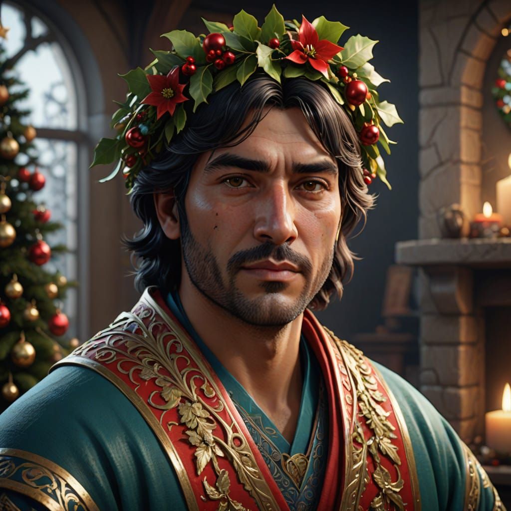 A close portrait of Raul on the Christmas day.