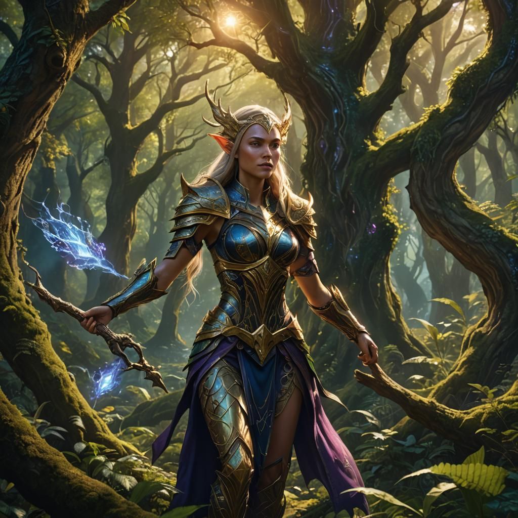 Earth Elf Harnessing Elemental Power in Forest