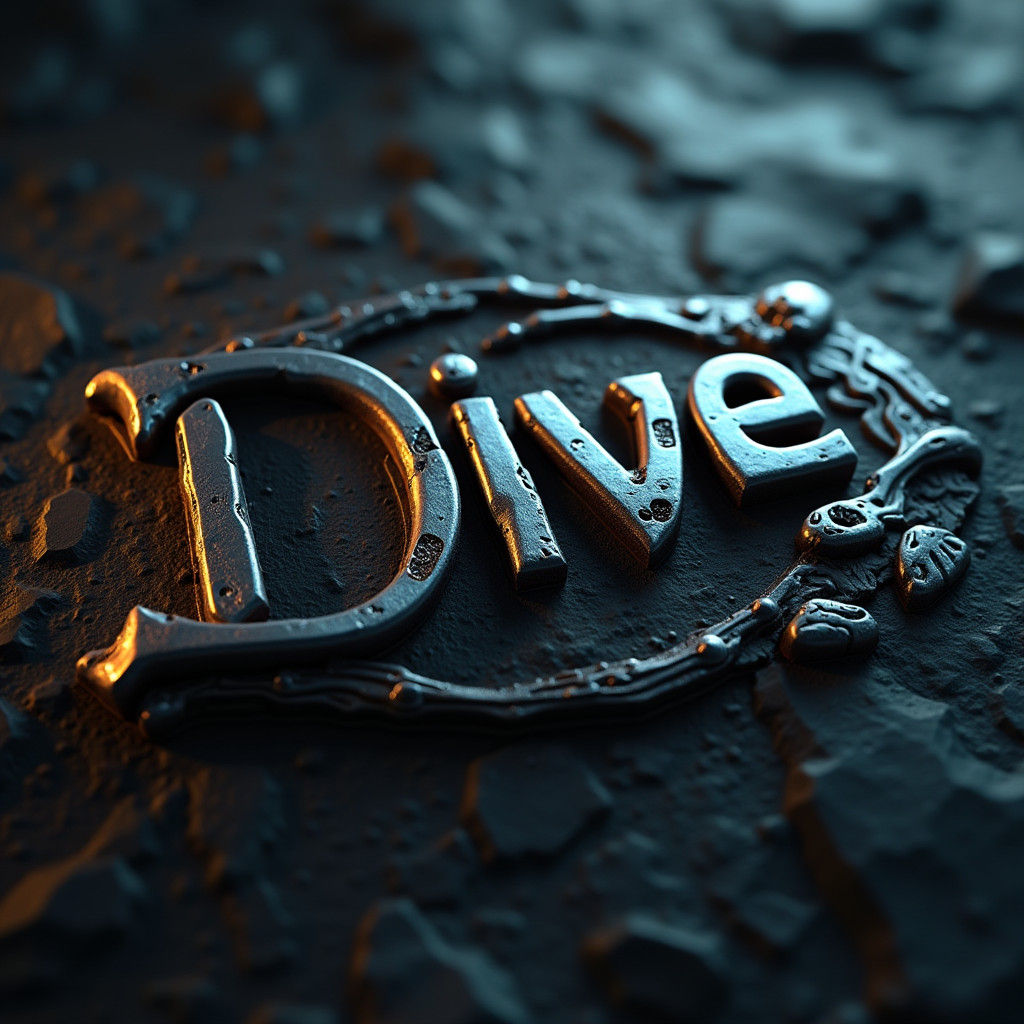 Futuristic Metallic Dive Logo in Industrial Style