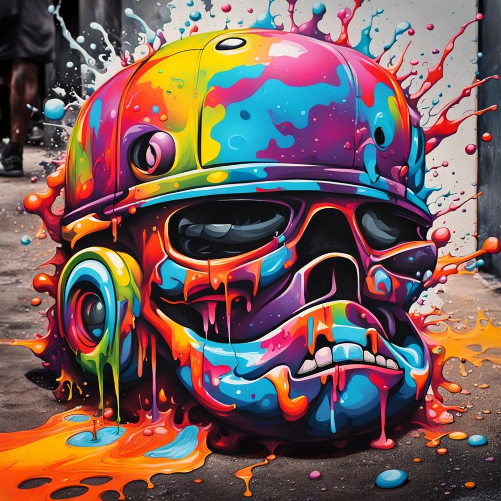 Colorful Graffiti Splash Art in Street Style