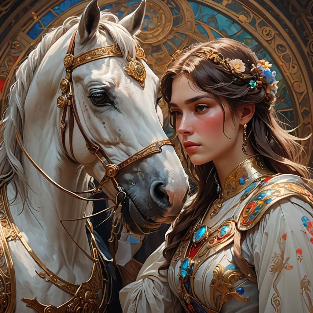 Woman's Ecstatic Portrait in Hyperdetailed Splash Art Style