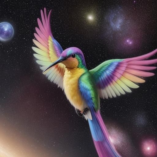 Rainbow Galaxy Hummingbird in Spectrum Style