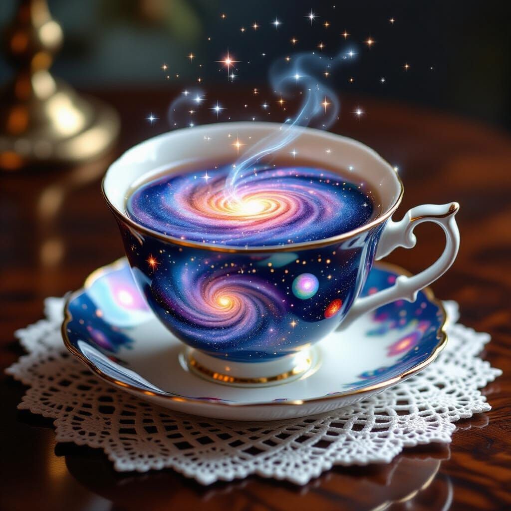 Whimsical Teacup Holds a Miniature Galaxy