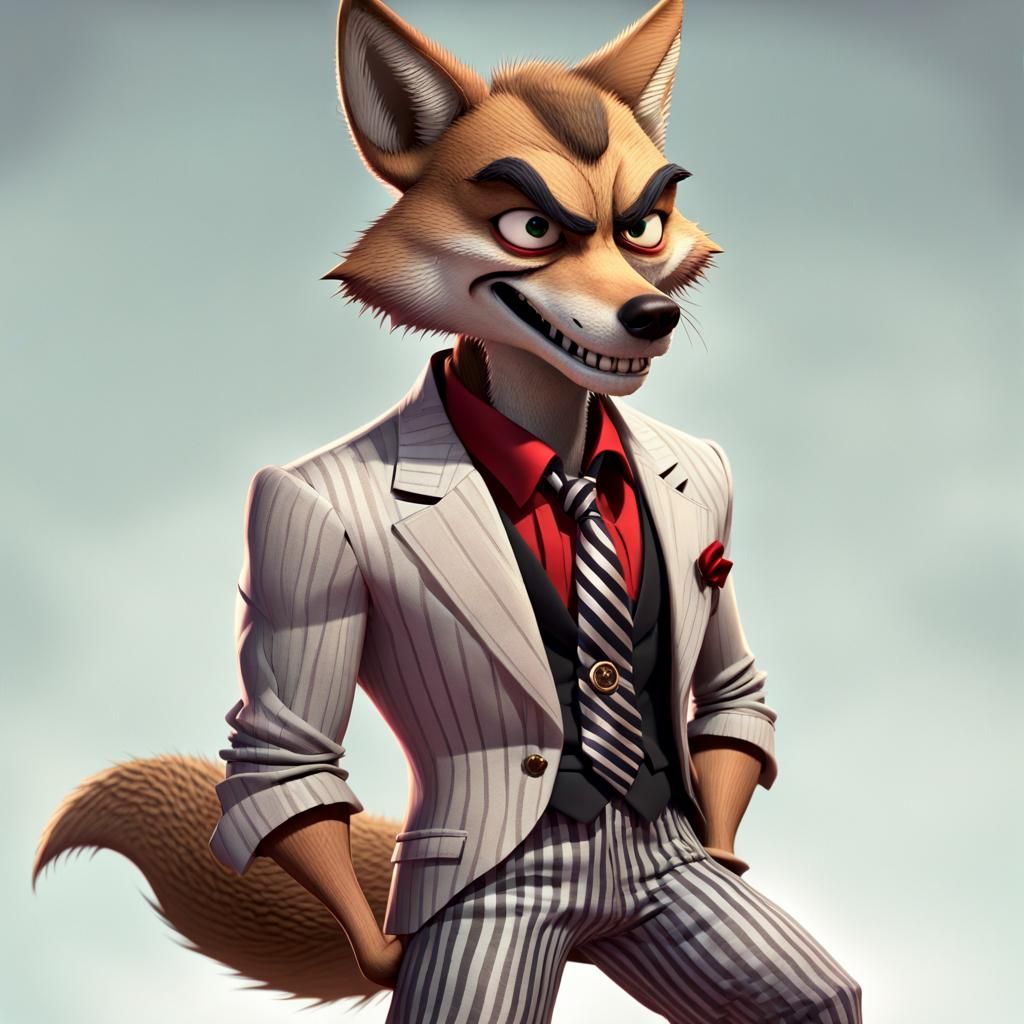 Evil Coyote Mobster Pirate in 3D Anime Art