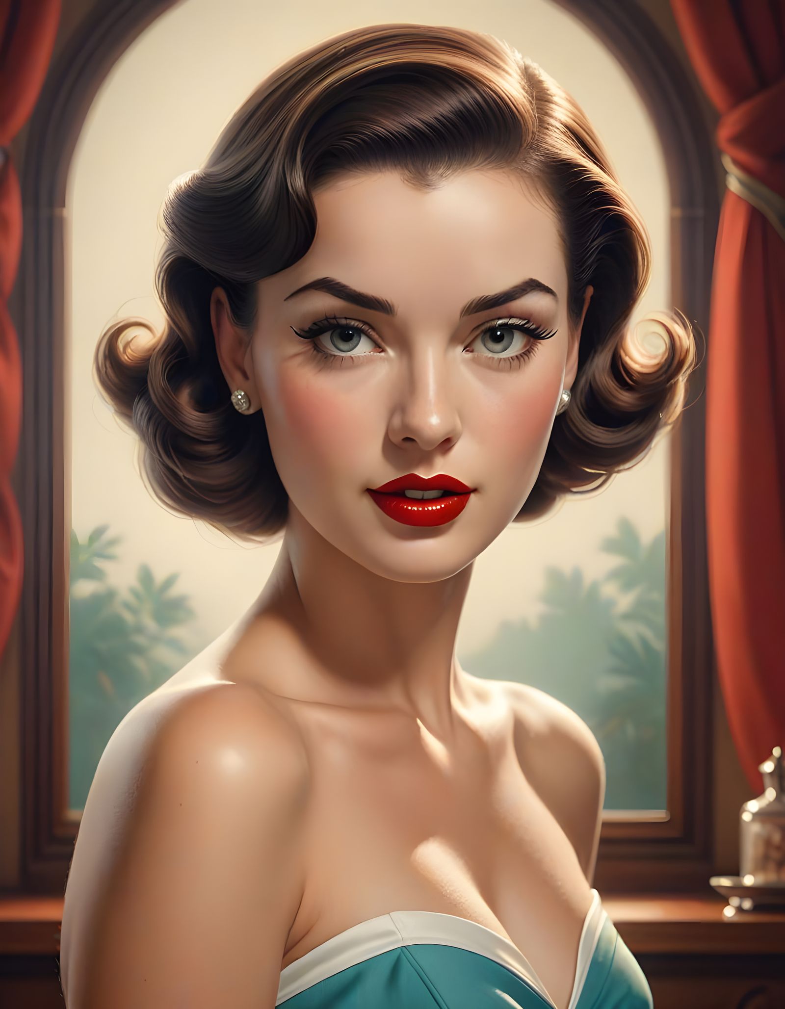 Sultry Pin-up Beauty in Ethereal Portrait