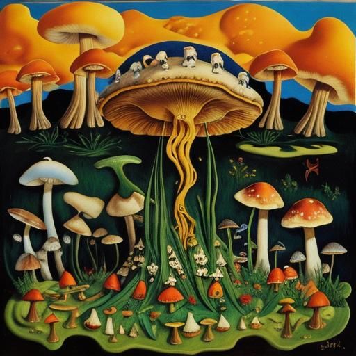 Mushroom Maiden in Salvador Dali Style