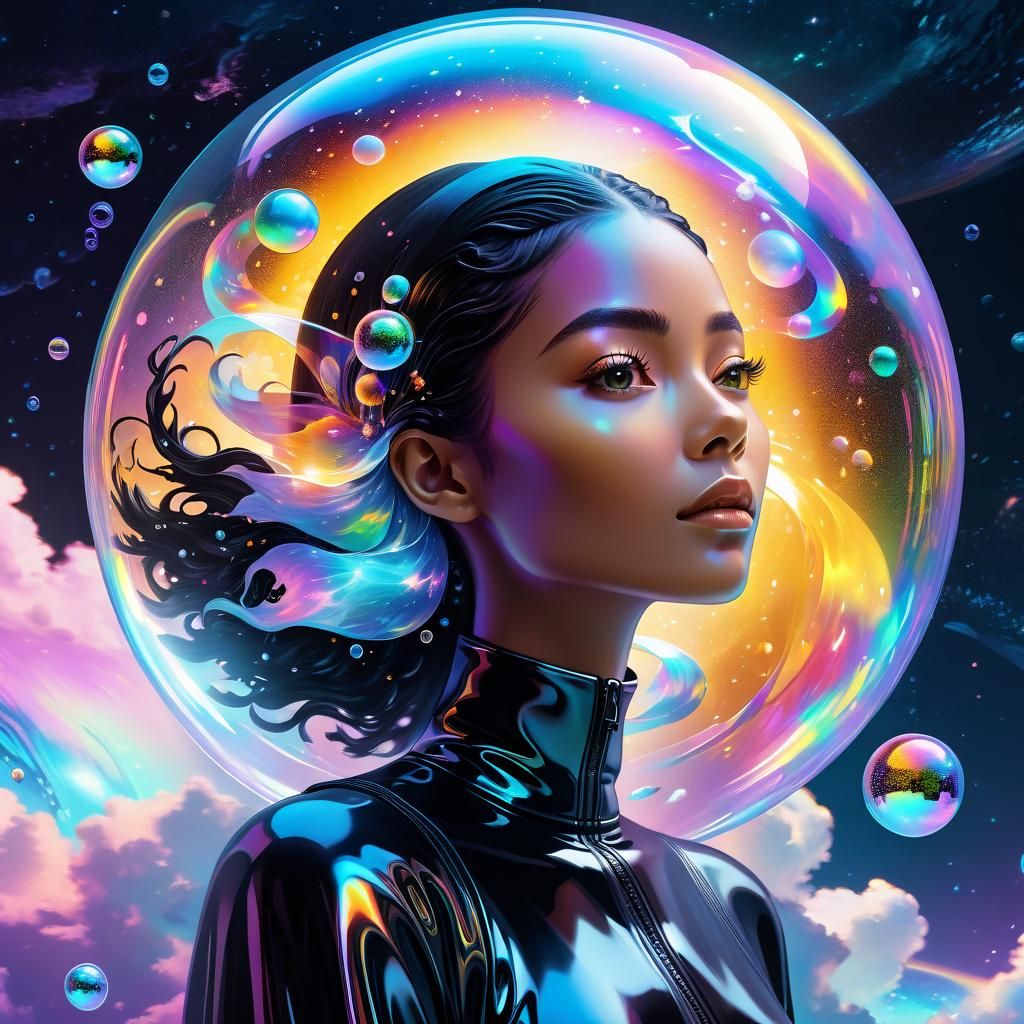 Woman Creates Worlds in Energy Bubble