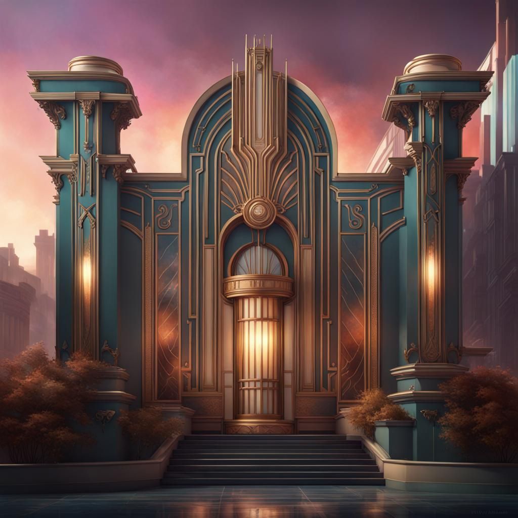 Art Deco Speakeasy Portrait in Art Nouveau Style