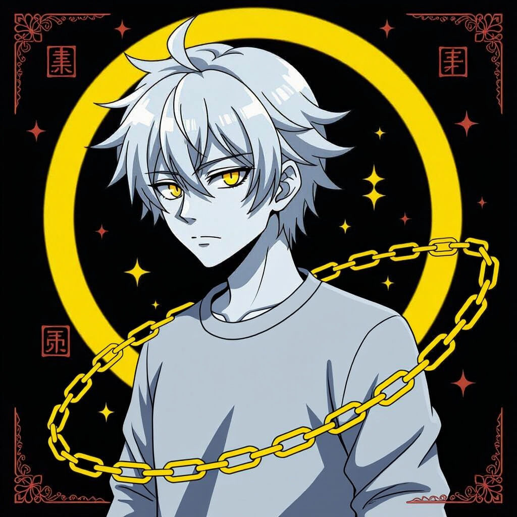 Stylized Anime Portrait with Yellow Aura