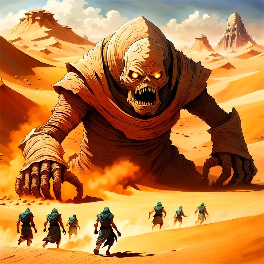 Giant Sand Golem Rises in the Desert
