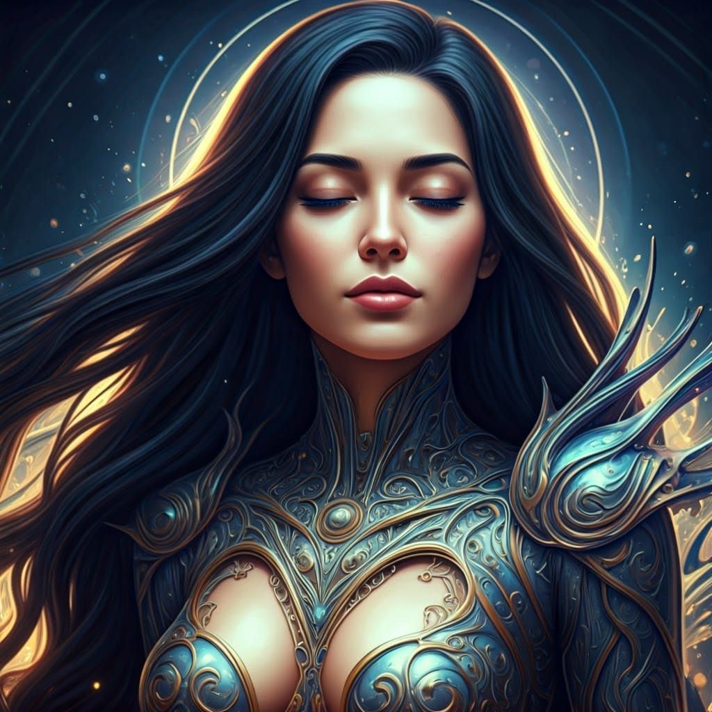 Futuristic Argentine Woman in Metallic Armor