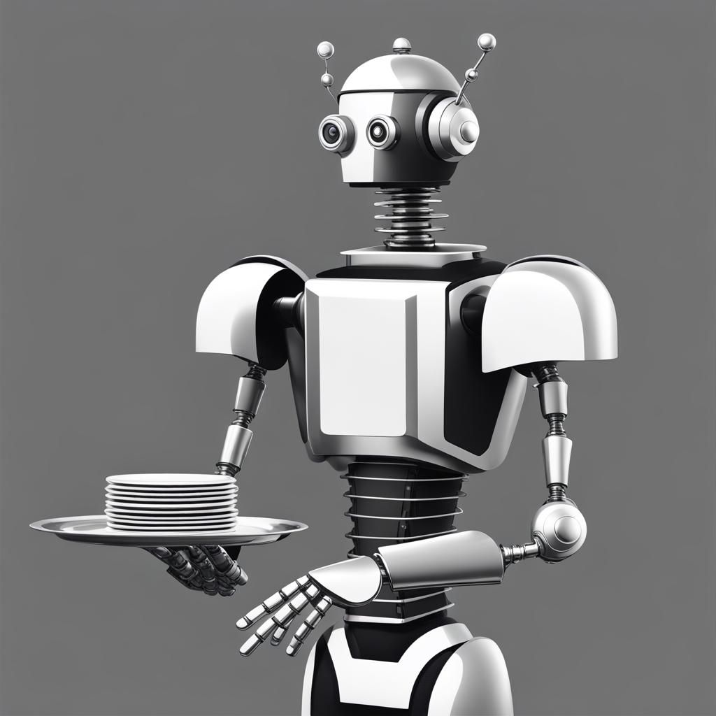 Robot Butler Collage in Grayscale