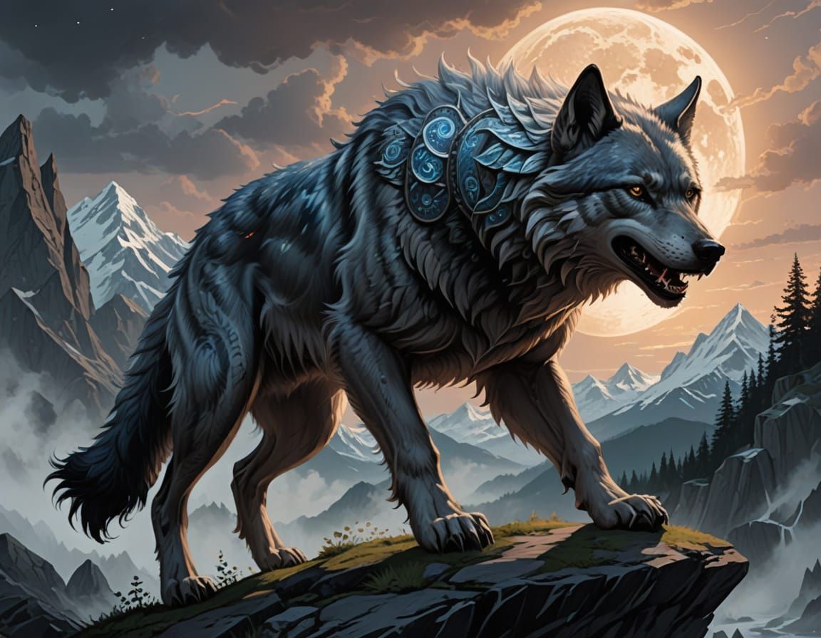 Giant Mystical Fenrir Wolf